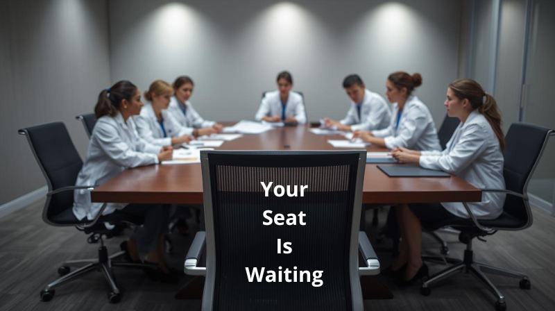 scientists sit at a table
